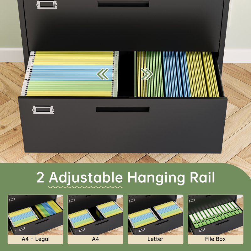 Lockable Metal Lateral File Cabinet with 3 Drawers for Office & Home