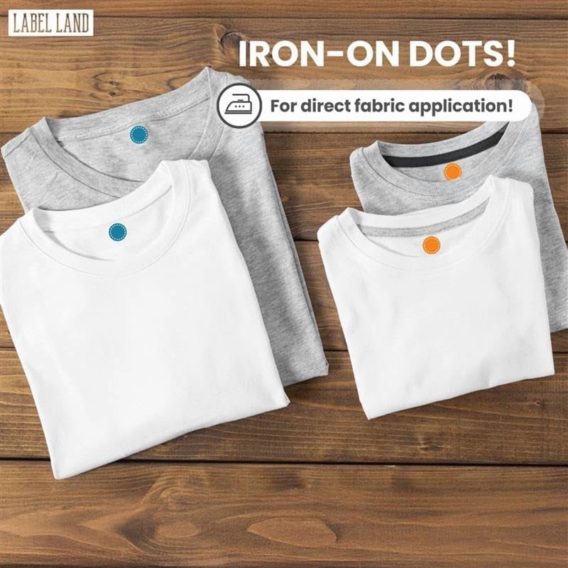Color Coded Iron-On Dot Labels 200 Pack - Washable Fabric Clothing Stickers