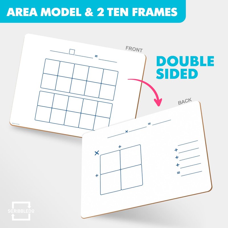 Dry Erase Whiteboard for Math Practice 9x12 Inch Double-Sided Educational Board