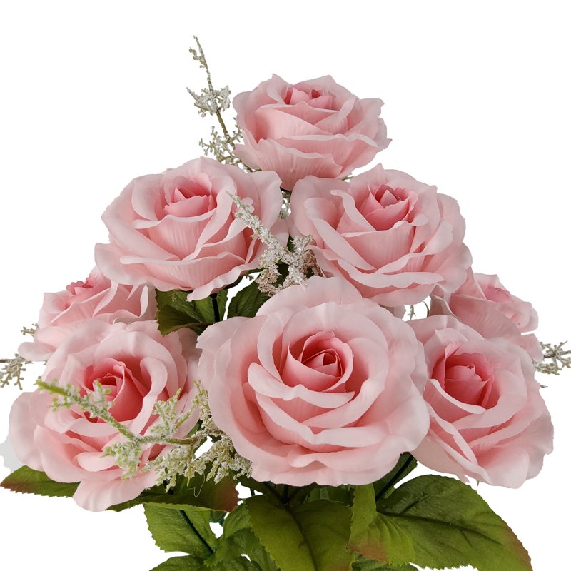 Artificial Pink Rose Bush - Indoor Decor, 17.5 Inch, 2 Pack