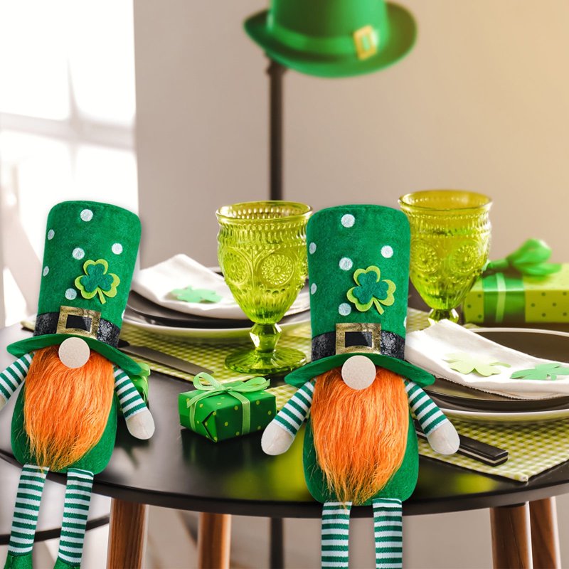 St Patrick's Day Gnome Decoration - Plush Irish Shamrock Hanging Ornaments