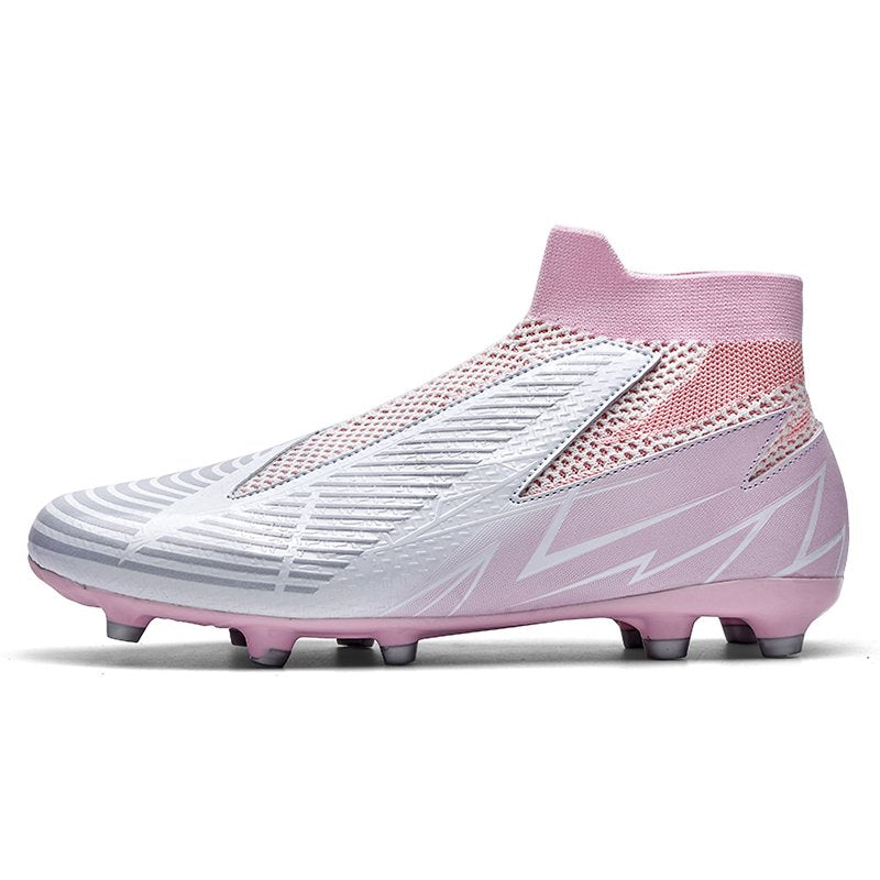 Laceless Men’s Soccer Cleats - Pink Football Shoes for Teen & Adult (41)