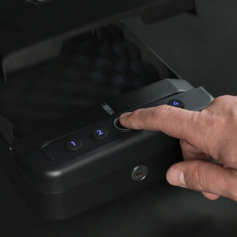 Portable Biometric Safe with Fingerprint, USB-C & Steel Cable - Compact Gun & valuables Storage