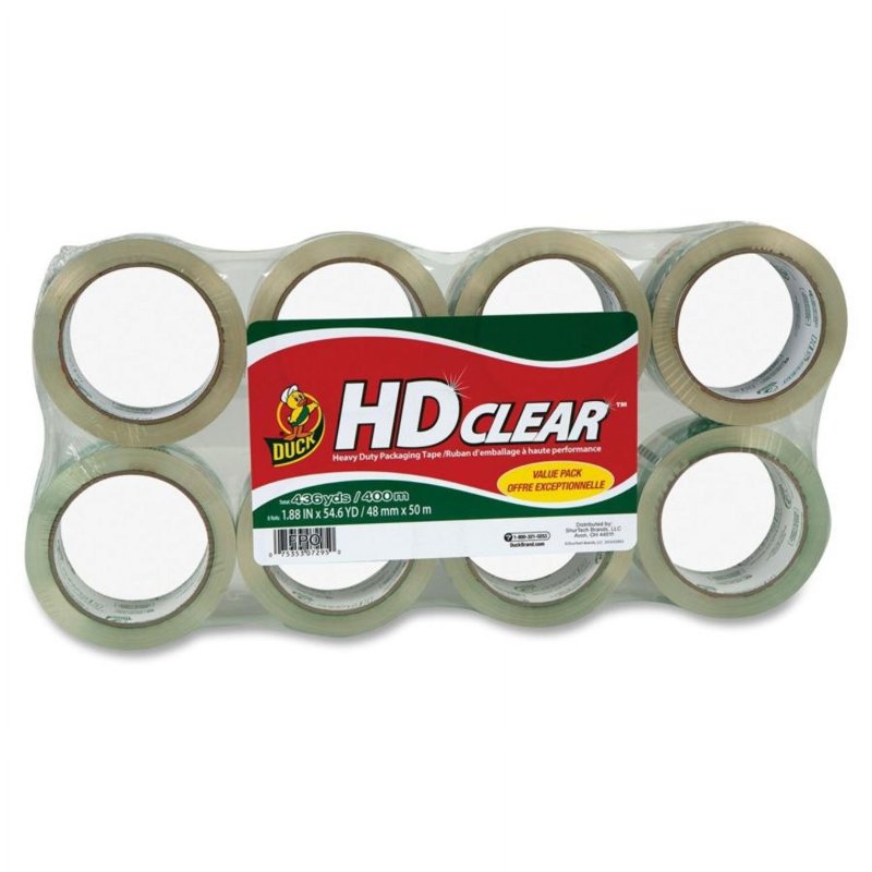 Heavy-Duty Clear Packaging Tape - 3-Inch Core, 54.6 Yards, Pack of 8