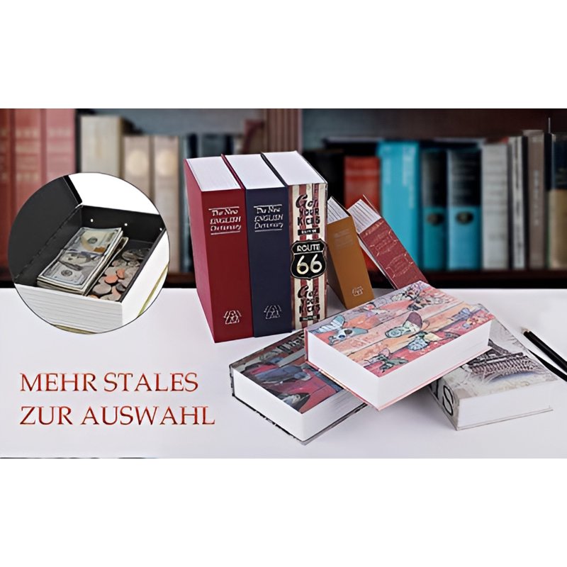 Hidden Book Safe with Combination Lock - Secret Compartment for Valuables 8.7x6x2 inches