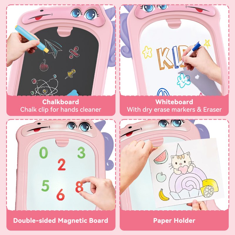 Kids Magnetic Easel for Art & Learning, Adjustable Double-Sided Drawing Board, Gift for Ages 3-8