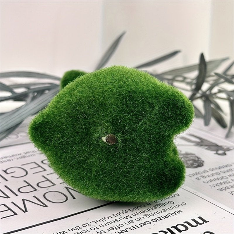 Green Flocked Moss Easter Bunny Sculpture - Resin Spring Home Decor, 4 Inch