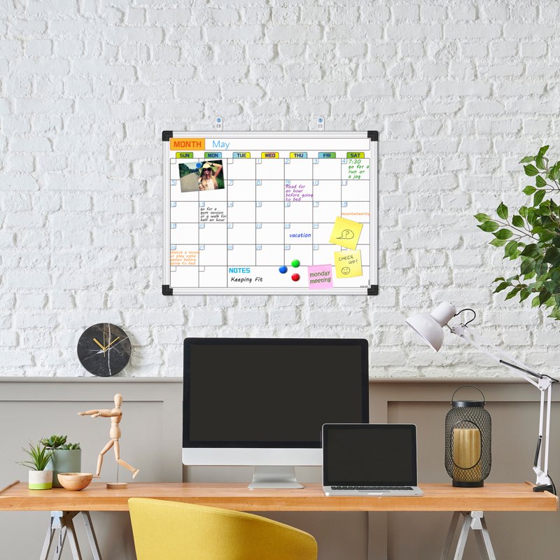 Magnetic Dry Erase Calendar Whiteboard Wall Mount for Home Office Classroom