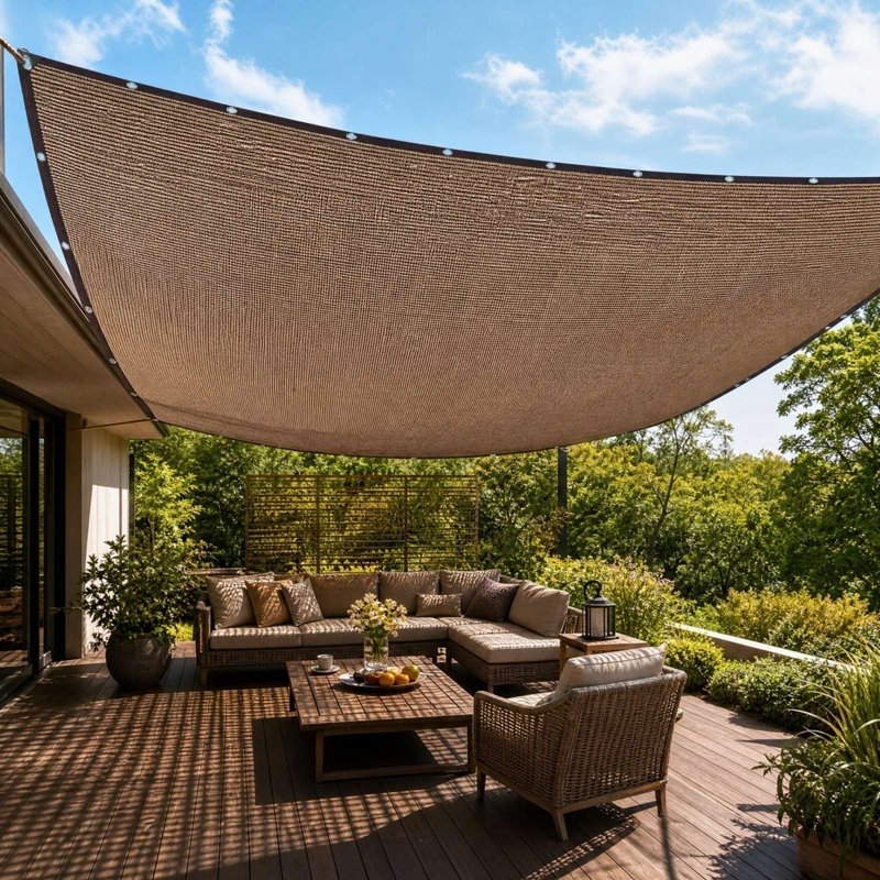 Outdoor Shade Cloth Privacy Screen - Brown UV Blocker 90% Sun Shade Mesh