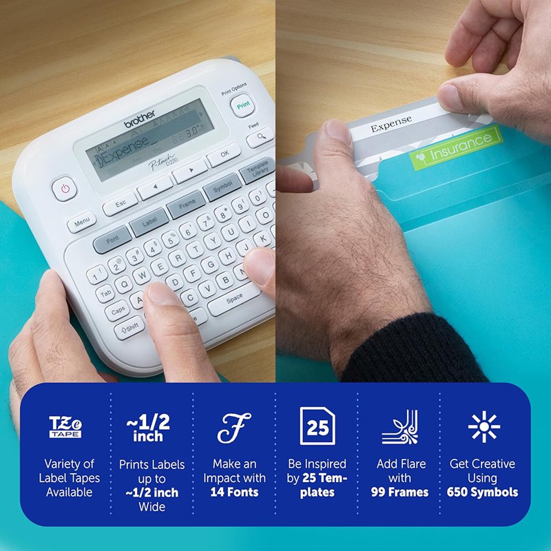 Brother PTD220 Label Maker Bundle with Storage Case - Home & Office