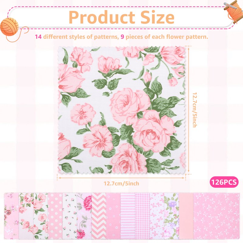 Cotton Patchwork Charm Pack for Quilting and Sewing - 126 Pieces