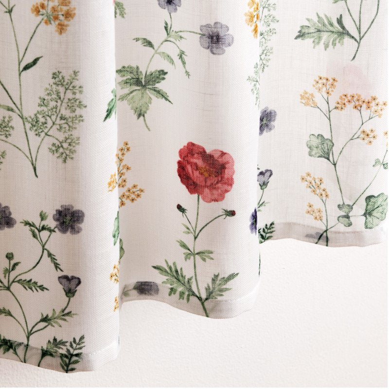 Indoor Floral Tier Set - Semi Sheer Curtains for Kitchen & Bathroom, 2 Pieces