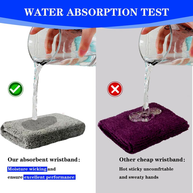 Absorbent Cotton Wrist Sweatbands for Sports & Fitness - Breathable Athletic Support