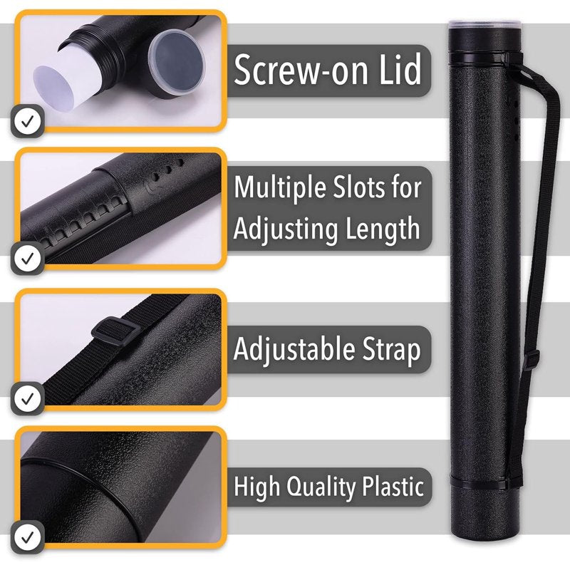 Adjustable Poster Tube 24.5-40 Inches Waterproof Art & Document Storage