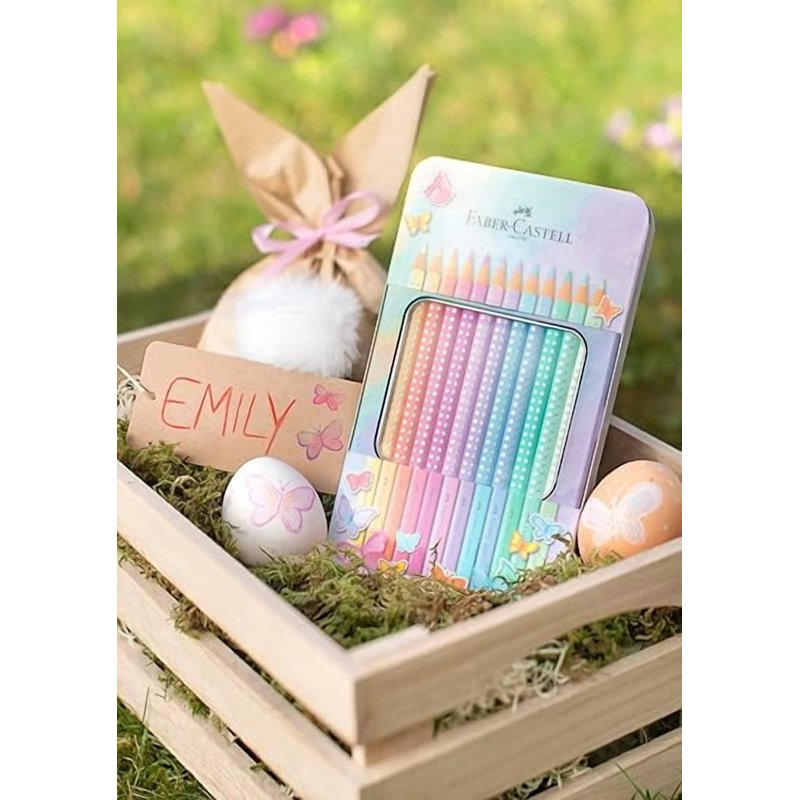 Faber-Castell Sparkle Pastel Coloring Pencils Set of 12 with Metal Case