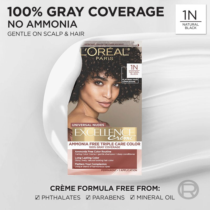 Permanent Hair Color Kit with 100% Gray Coverage, No Ammonia - Multiple Shades
