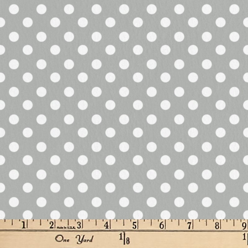 Cotton Flannel Fabric Polka Dots Light-Weight Craft Material - Gray & White