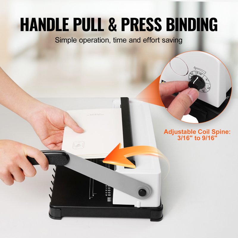 Manual Coil Binding Machine for Office & School Documents, 34-Holes, 120 Sheets