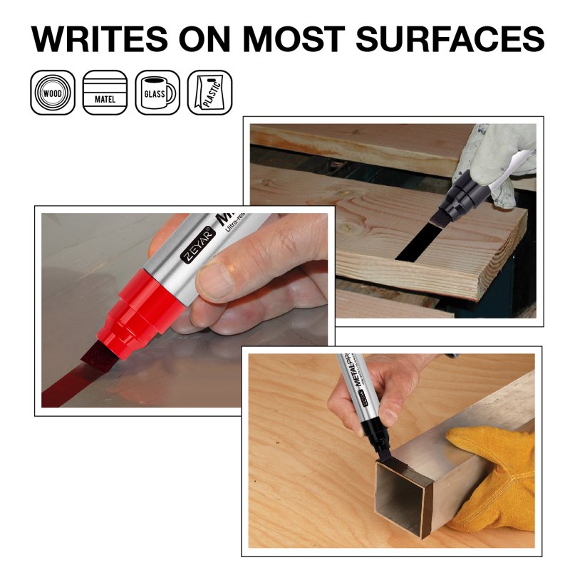 Jumbo Permanent Markers Set of 12 Waterproof & Smear Proof Craft Markers