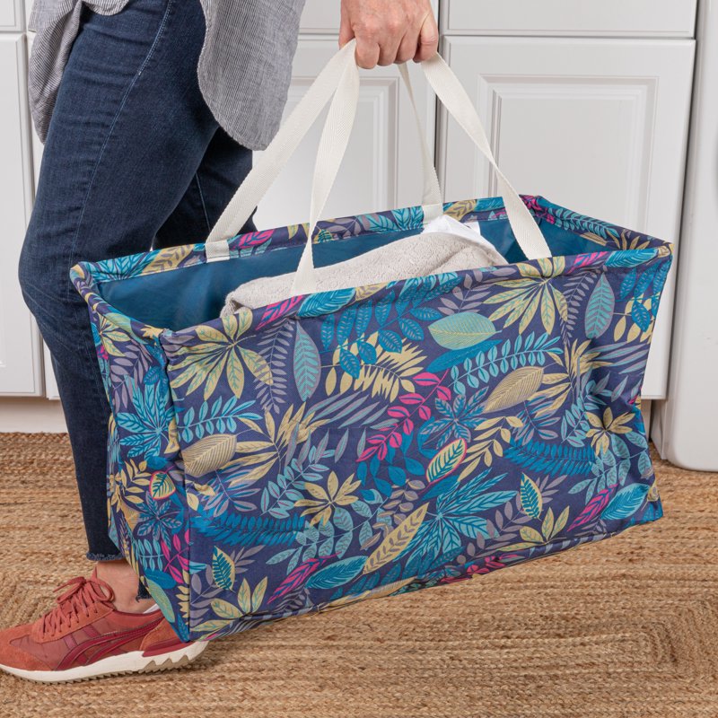 All-Purpose Utility Tote Bag with Tropical Floral Pattern — Versatile Storage Container