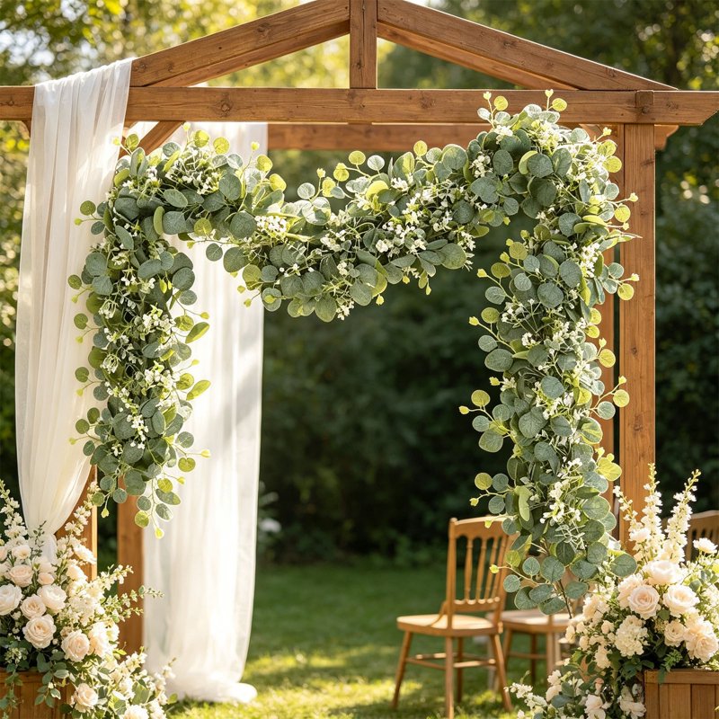 Artificial Green Garland for Wedding & Holiday Decor, 6FT Faux Leaf Vines