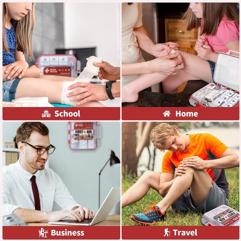 All-Purpose First Aid Kit with 350 Medical Supplies for Home & Office