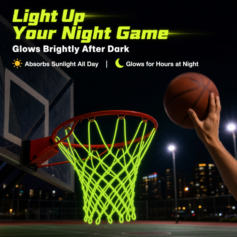 Glow Basketball Net - Outdoor, All-Weather, Anti-Whip, 21 Inch Replacement