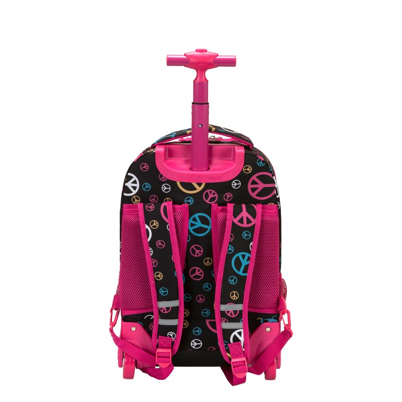 19-Inch Rolling Backpack with Laptop Compartment & Skate Wheels - Durable Polyester Travel Bag
