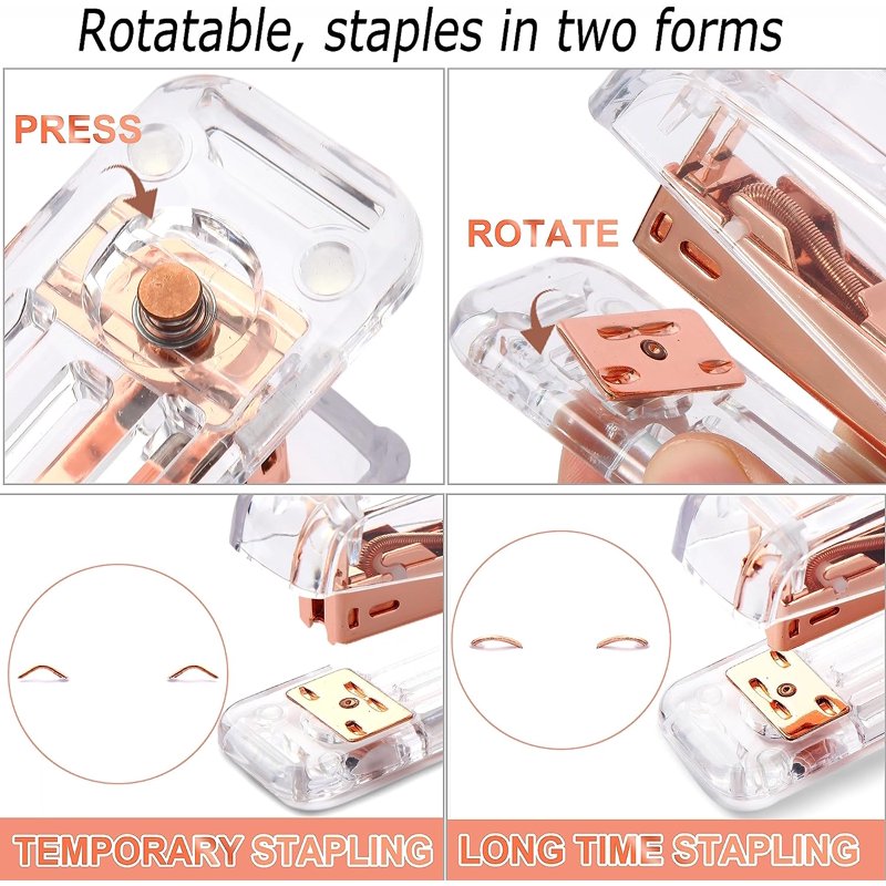 Rose Gold Desk Organizer Set with Stapler Pen Holder Scissors & Staples
