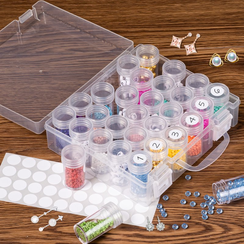 Diamond Painting Storage Containers Bead Organizer with 30 Grids - Clear Craft Storage Box