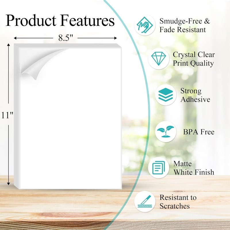 Full Sheet Shipping Labels 8.5x11 Inch - Blank Self-Adhesive Printable Labels (100 Sheets)