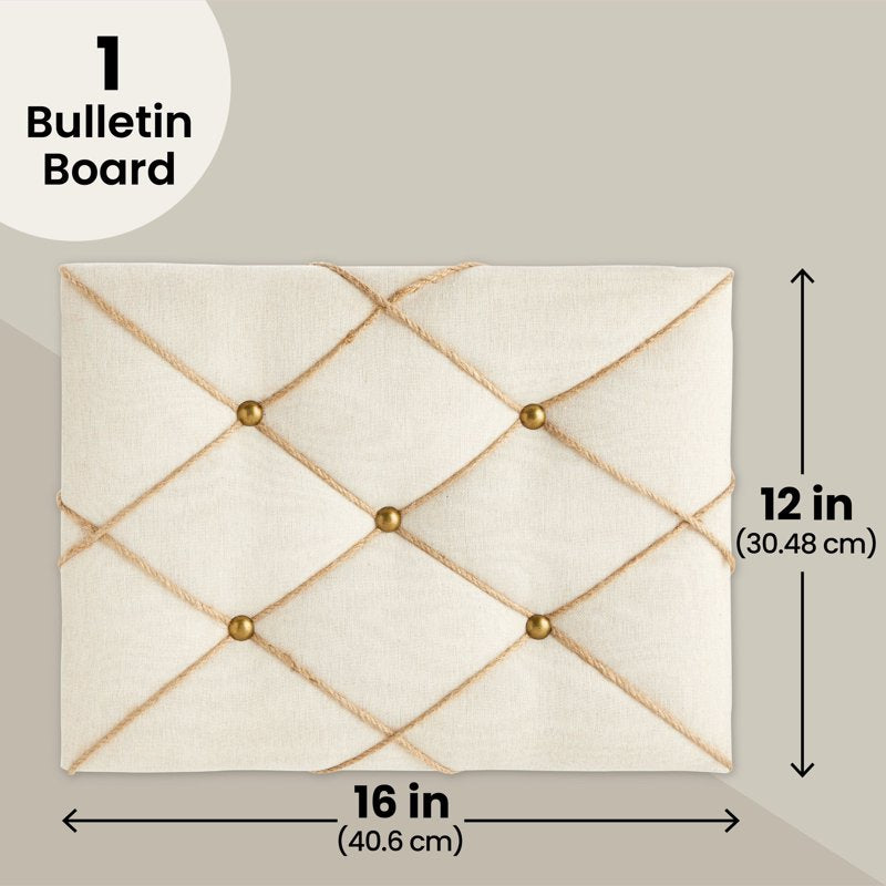 Rectangular Fabric Bulletin Board - 16x12 inch Wall Organizer for Photos & Notes - Farmhouse & Office Decor