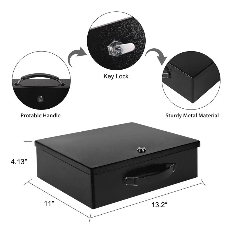 Fireproof Document Safe Box with Key Lock - Portable Fire-Resistant Safe for Personal Items