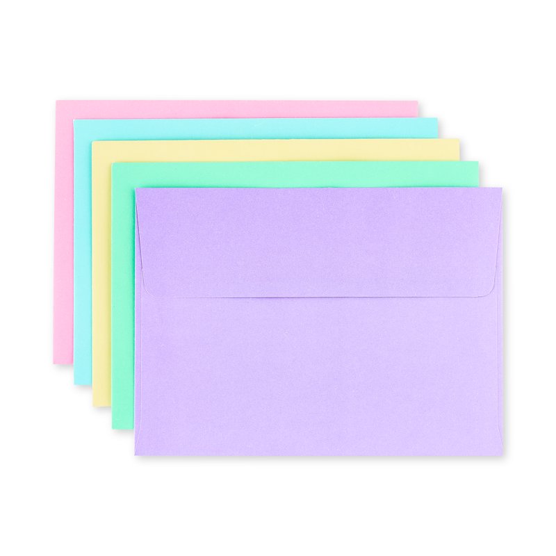 A6 Invitation Envelopes Peel & Stick Assorted Pastel Colors 50 Pack