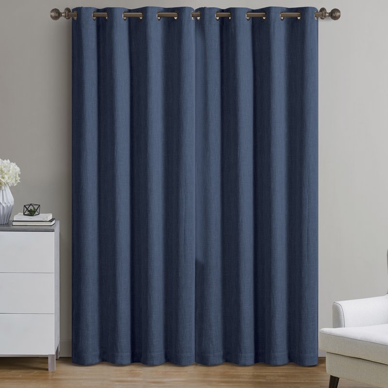 Blackout Grommet Curtain Panel - Textured Woven Window Treatment, 50x108 inches