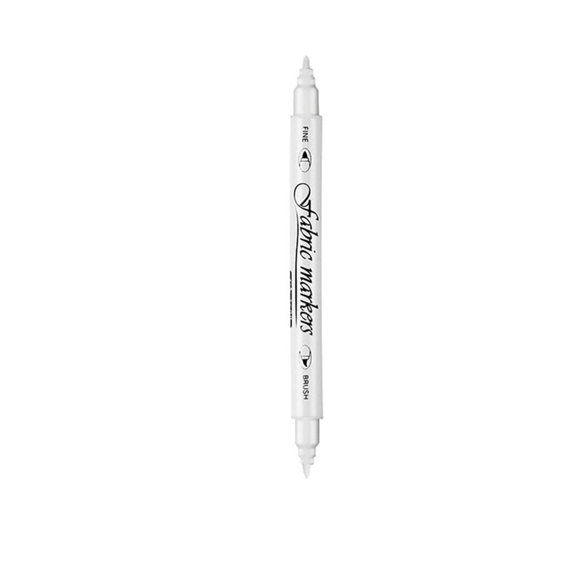 White Double-Ended Fabric Marker Pen Waterproof Washable Art Supply