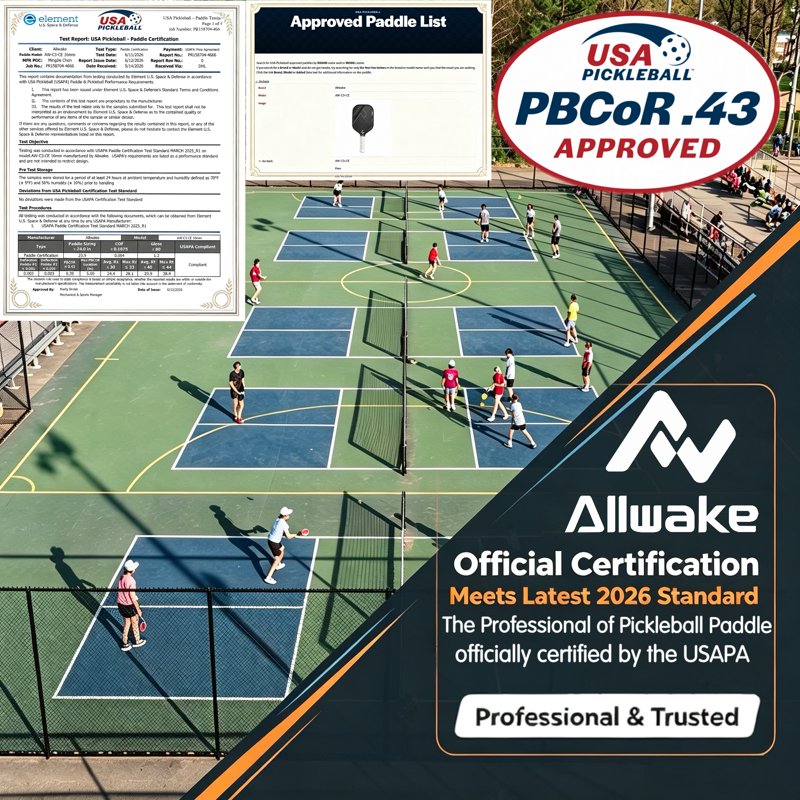 Allwake Pickleball Paddle with T700 Carbon Fiber – USAPA Approved, 8 oz, Textured Surface, Black-Blue Variation