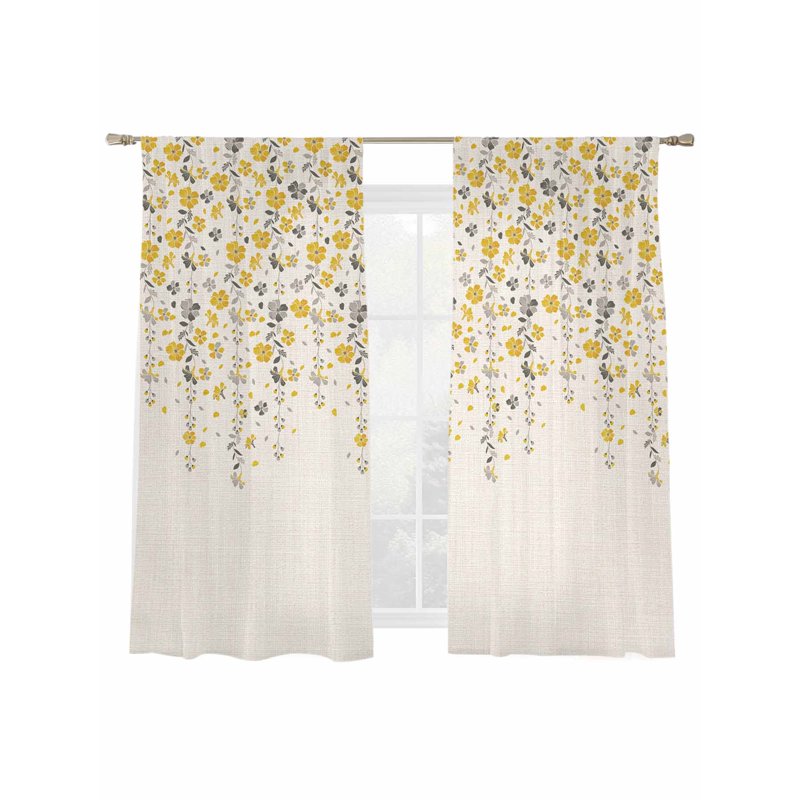 Sheer Curtain Panels 52-96 Inches Long Light Filtering Window Treatment for Living Room & Kitchen
