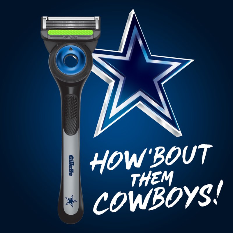 Gillette Razor Bundle with Magnetic Stand and 8 Blade Refills - Cowboys Gameday Edition