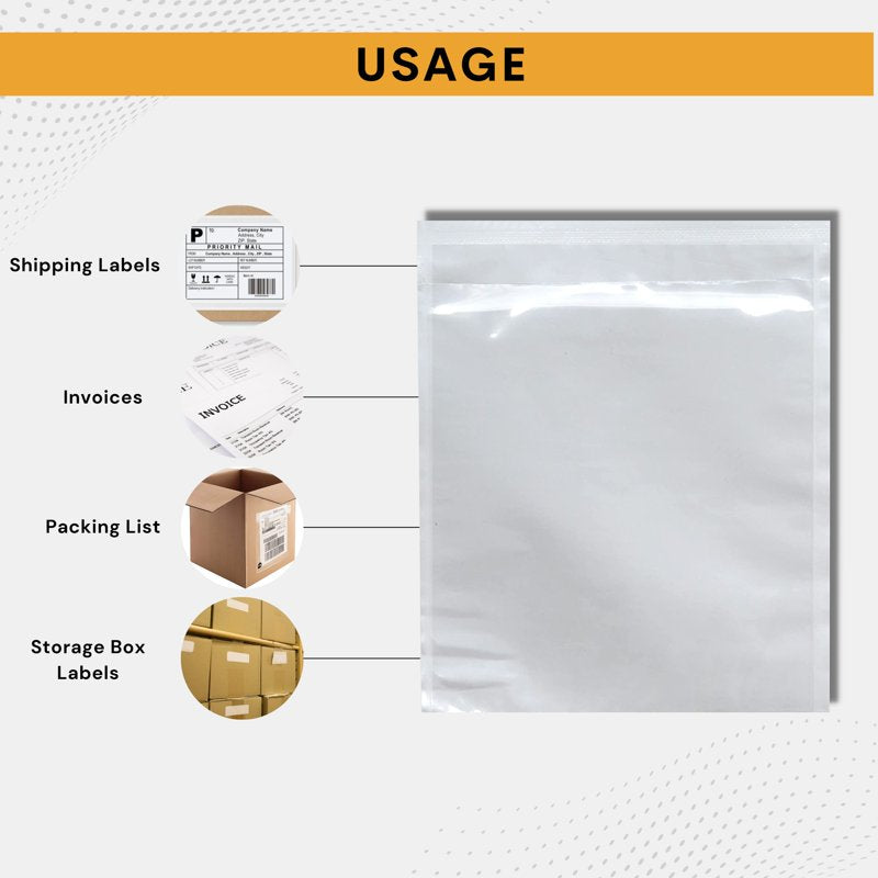 100 Pack Shipping Label Sleeves - Waterproof Peel & Seal Envelope Pouches for Documents & Labels