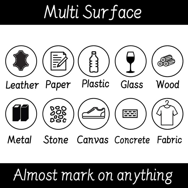 Silver Permanent Paint Markers Set - Waterproof Oil-Based, Quick-Dry, Multi-Surface Use - 12 Pack