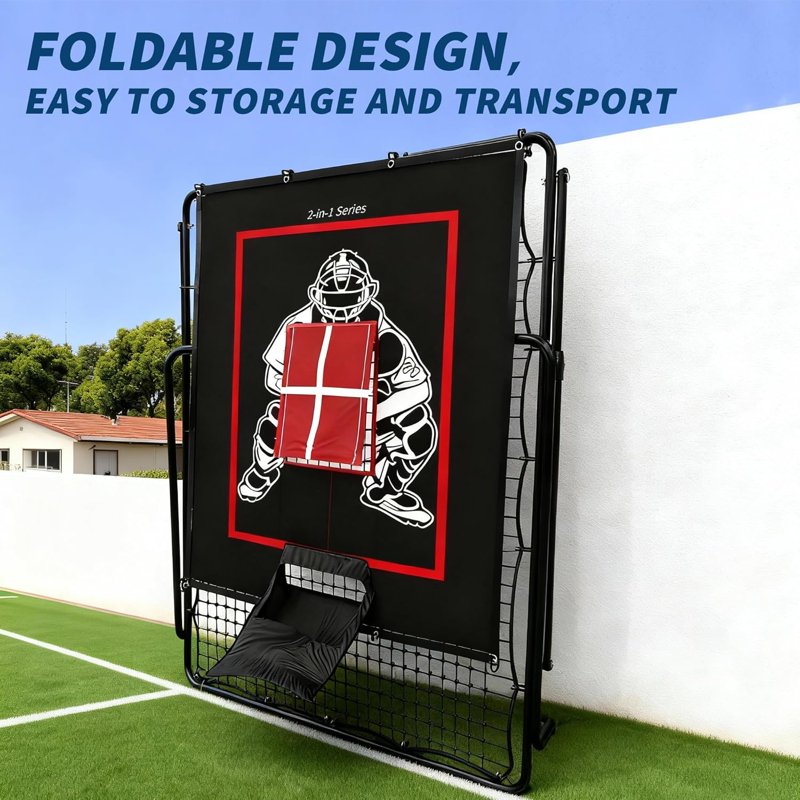 2-in-1 Baseball Pitching Target Rebound Net - 5 x 3.7 ft, Multi-Color Training Equipment
