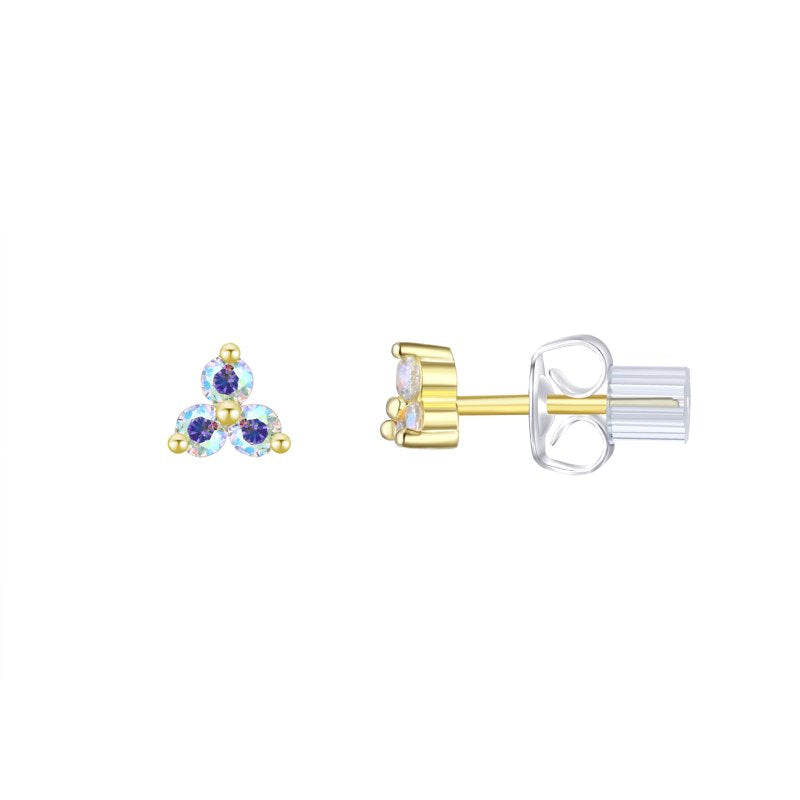 Simulated Diamond & Pearl Earring Set with Double Hoop in 14K Gold Plated Silver
