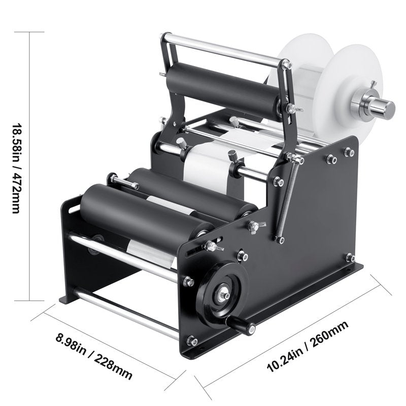 Hand-Operated Label Applicator for Round Bottles - Adjustable Speed & Size