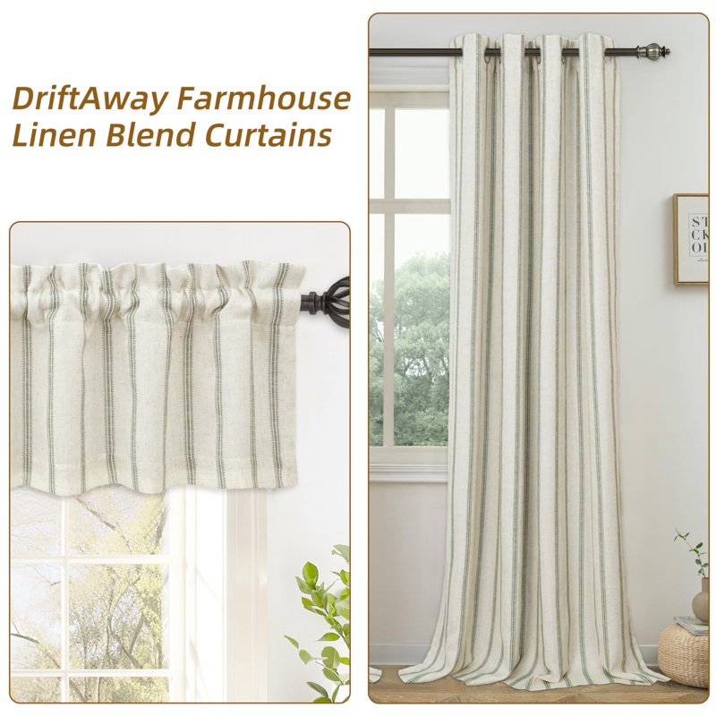Farmhouse Linen Blend Blackout Curtains 84 Inches Long with Grommets - Multiple Sizes