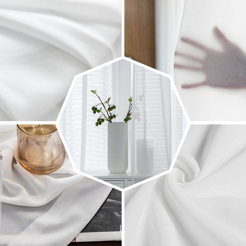 Farmhouse Semi Sheer Curtain Set - Boho Textured Window Drapes, Multiple Sizes