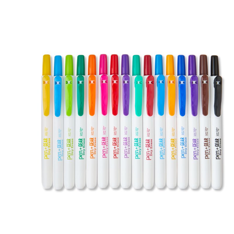 16-Count Fine Point Low-Odor Dry Erase Markers - Vibrant Colors, Retractable