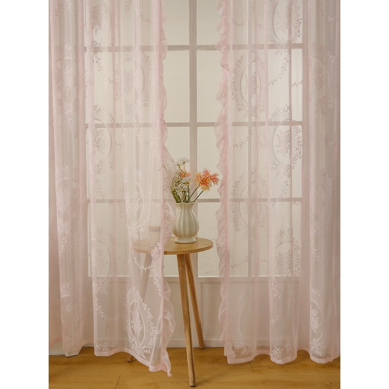 Boho Lace Sheer Curtains Set - Light Filtering Window Drapes for Bedroom & Living Room