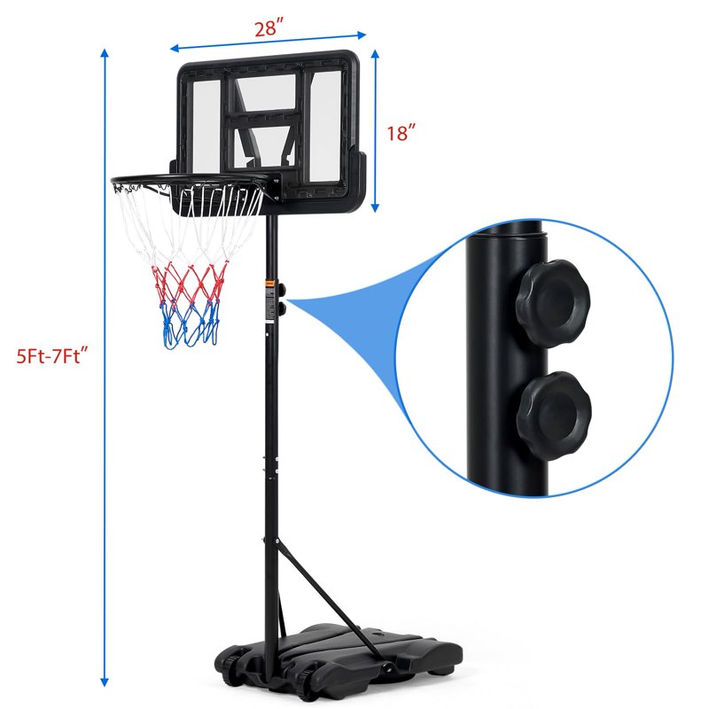 Portable Kids Basketball Hoop with Adjustable Height & Large Base for Indoor Outdoor Play