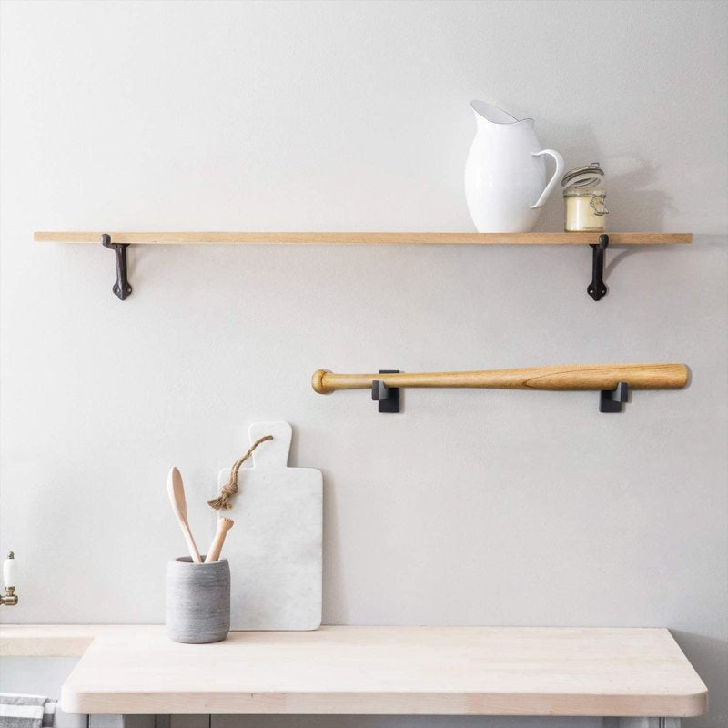 Baseball Bat Wall Mount Holder with Felt Liner - Solid Wood Display Rack for Fans & Collectors